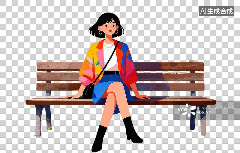 【AI数字艺术】春天，坐在椅子上的女人  一年四季系列图片素材