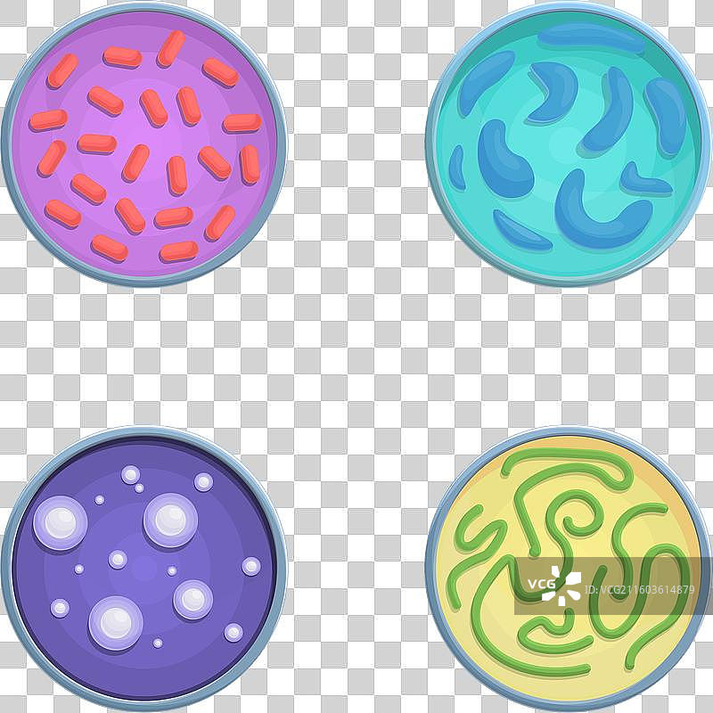 卡通微生物图标集图片素材