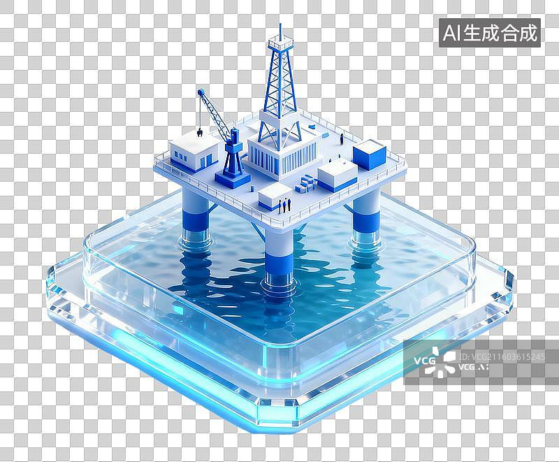 【AI数字艺术】新能源科技图标  海上钻井 石油开采图片素材