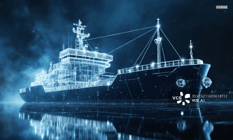 【AI数字艺术】未来货轮夜航图图片素材