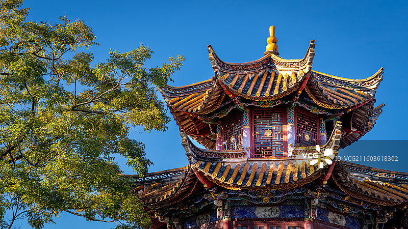 云南昆明翠湖公园八角楼实拍图片素材