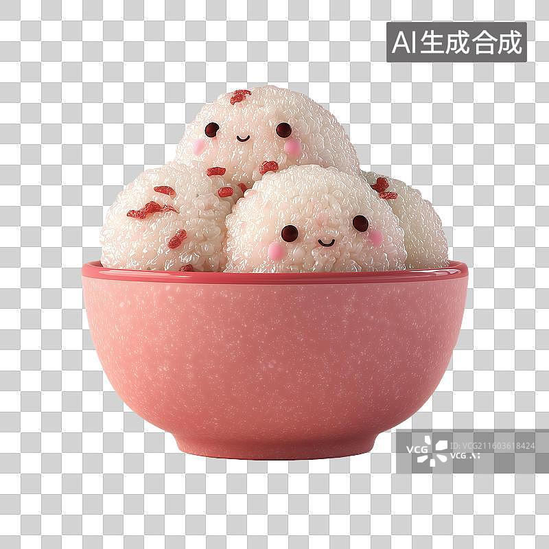 【AI数字艺术】黏土红豆糯米饭3D图标图片素材