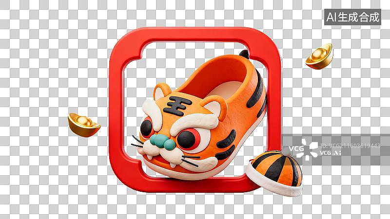 【AI数字艺术】3d中国节日春节年俗虎头鞋元素图片素材