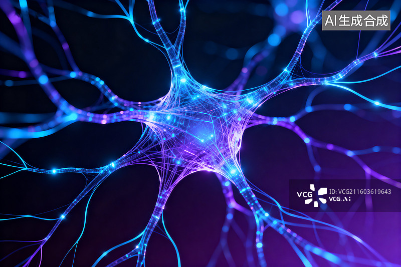 【AI数字艺术】神经元特写展示神经连接图片素材