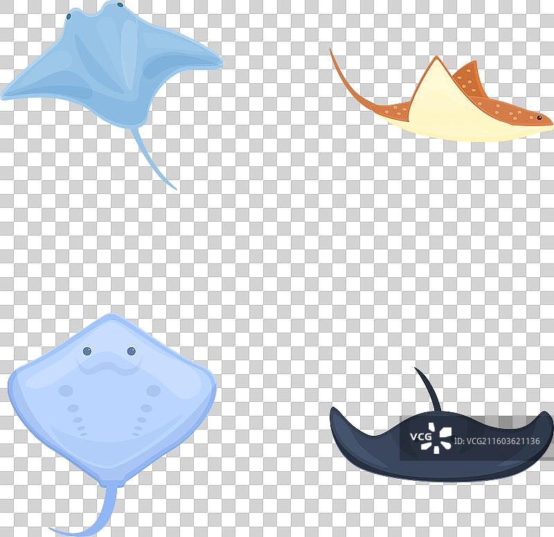 可爱的卡通鳐鱼图标集图片素材