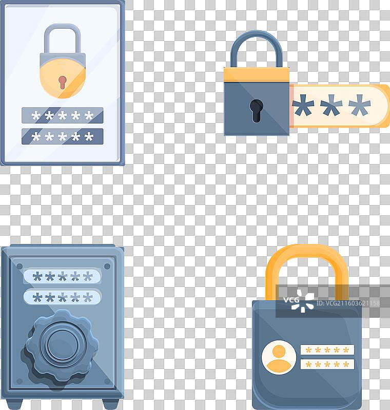 卡通安全访问图标集，卡通安全图片素材
