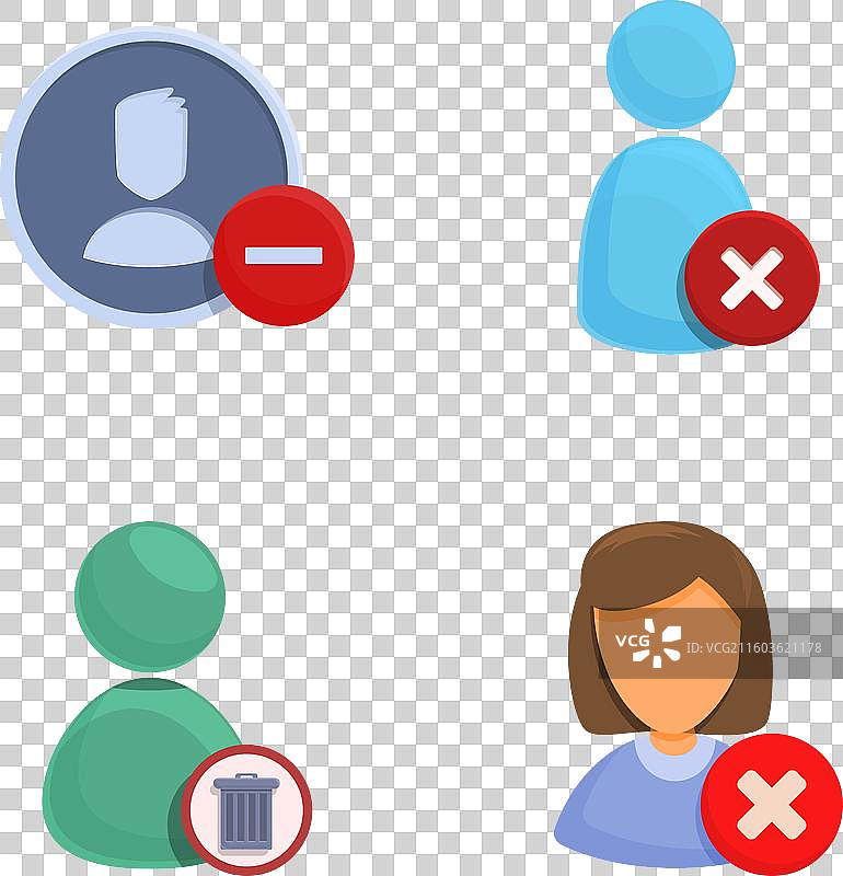 删除账户图标集 卡通账户图片素材