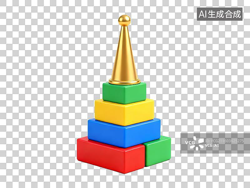 【AI数字艺术】母婴亲子彩色积木塔 3D 立体素材图片素材