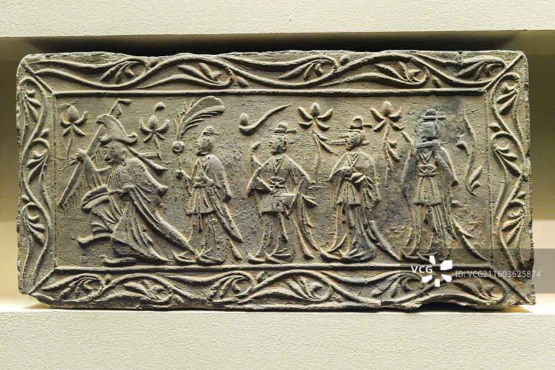 画像砖 南朝 1958年河南邓州许庄出土 中国国家博物馆“古代中国基本陈列”图片素材