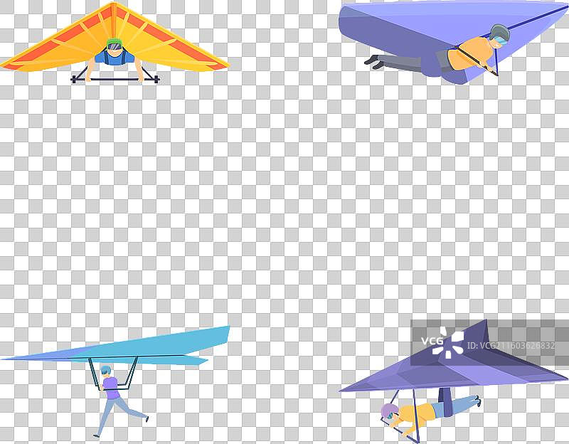 卡通滑翔运动图标集图片素材