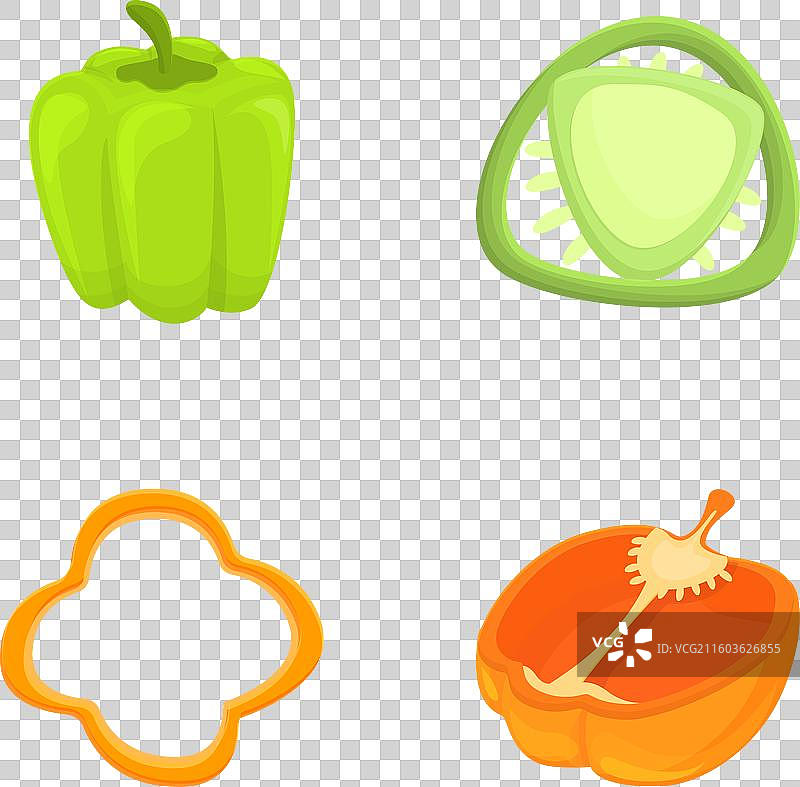 不同种类的辣椒图标集卡通图片素材