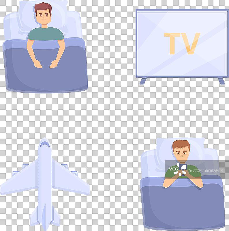 睡眠不足图标集合 卡通男人图片素材