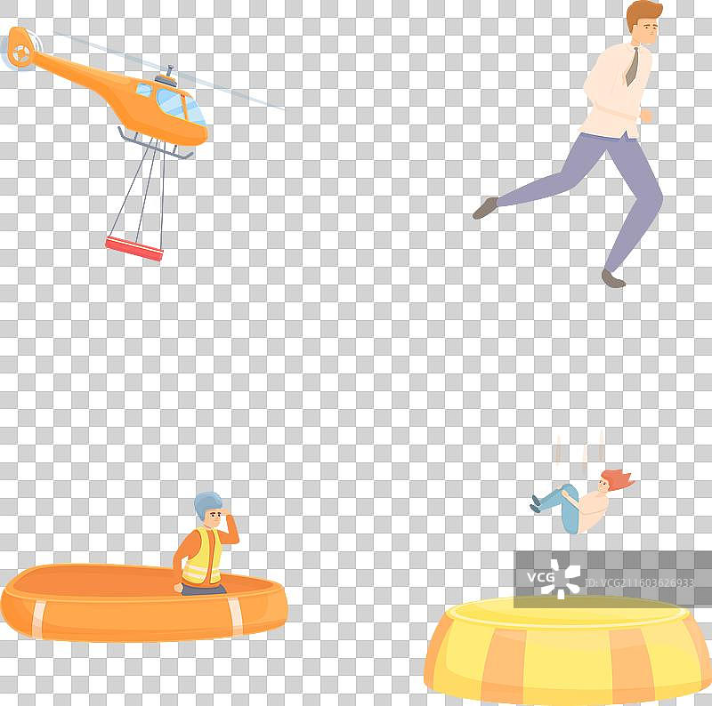 卡通风格的紧急疏散图标集图片素材