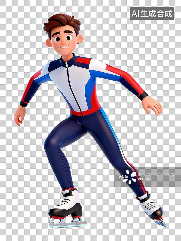 【AI数字艺术】3D卡通插画运动员人物滑冰比赛图片素材