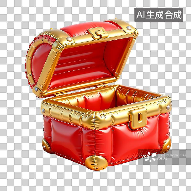 【AI数字艺术】百宝箱金币3D立体卡通质感插画元素图片素材
