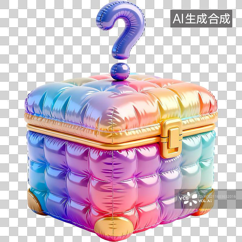 【AI数字艺术】彩色渐变盲盒3D立体卡通膨胀风质感插画元素图片素材