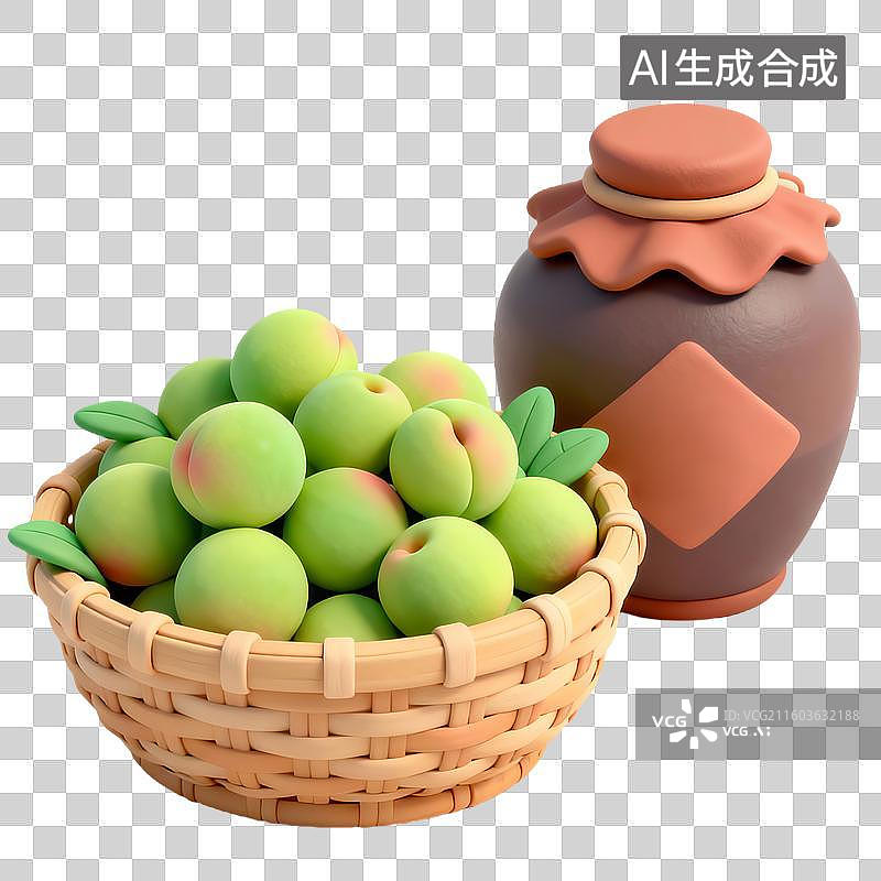 【AI数字艺术】3D粘土风芒种节气酿青梅酒图片素材