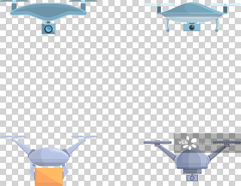 卡通风格的无人机配送图标集图片素材