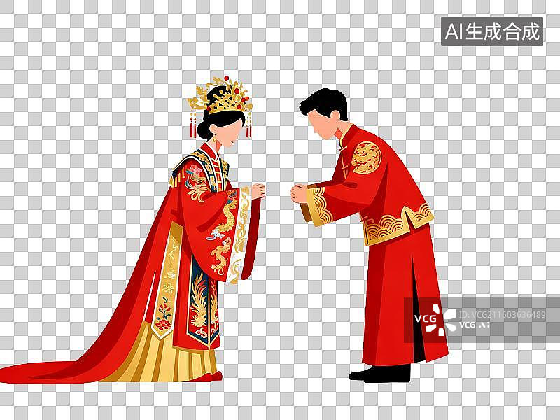 【AI数字艺术】结婚主题 传统中式婚礼新人行礼图片素材