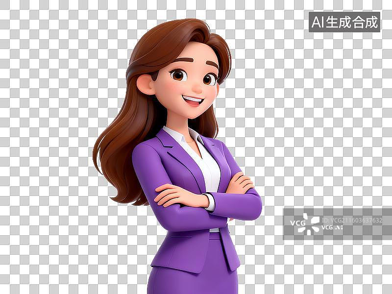 【AI数字艺术】招聘求职主题 穿紫色西装的女性角色图片素材
