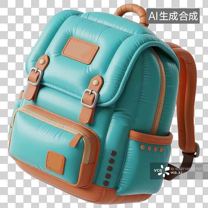 【AI数字艺术】双肩包3D立体卡通膨胀风质感插画元素图片素材