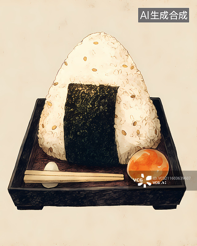 【AI数字艺术】高级感日本饭团美食插画图片素材
