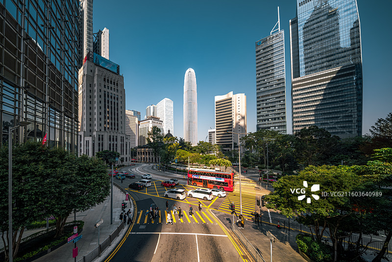 香港肌理，百年街景与玻璃幕墙的时空碰撞图片素材