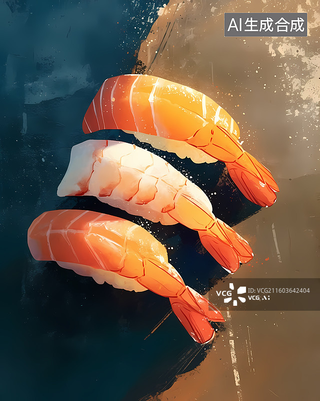 【AI数字艺术】日本高级寿司鱼生美食插画图片素材