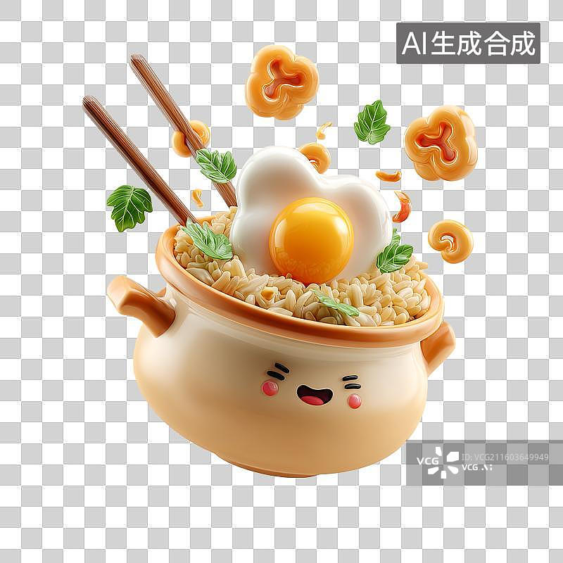 【AI数字艺术】悬浮的炒饭与鸡蛋图片素材