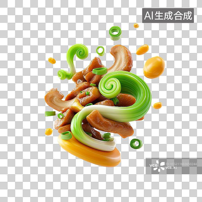 【AI数字艺术】回锅肉卡通可爱3D菜肴图片素材
