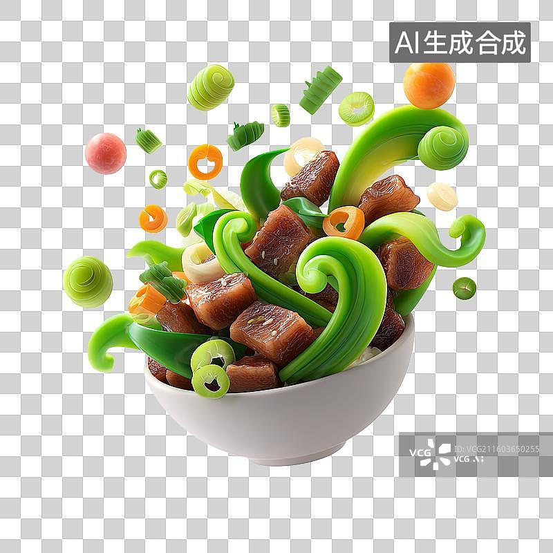 【AI数字艺术】回锅肉卡通可爱3D菜肴图片素材