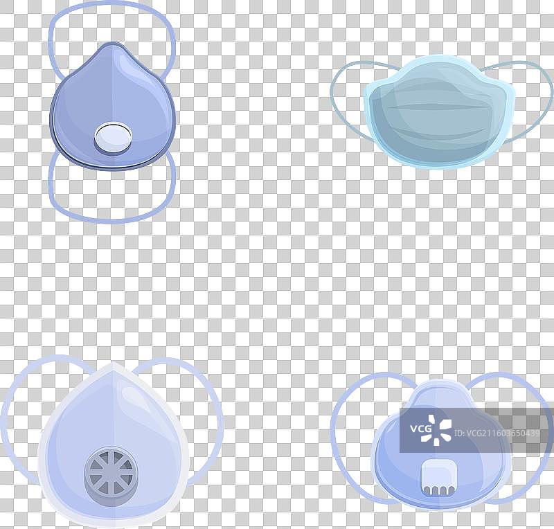 卡通病毒呼吸器图标集图片素材