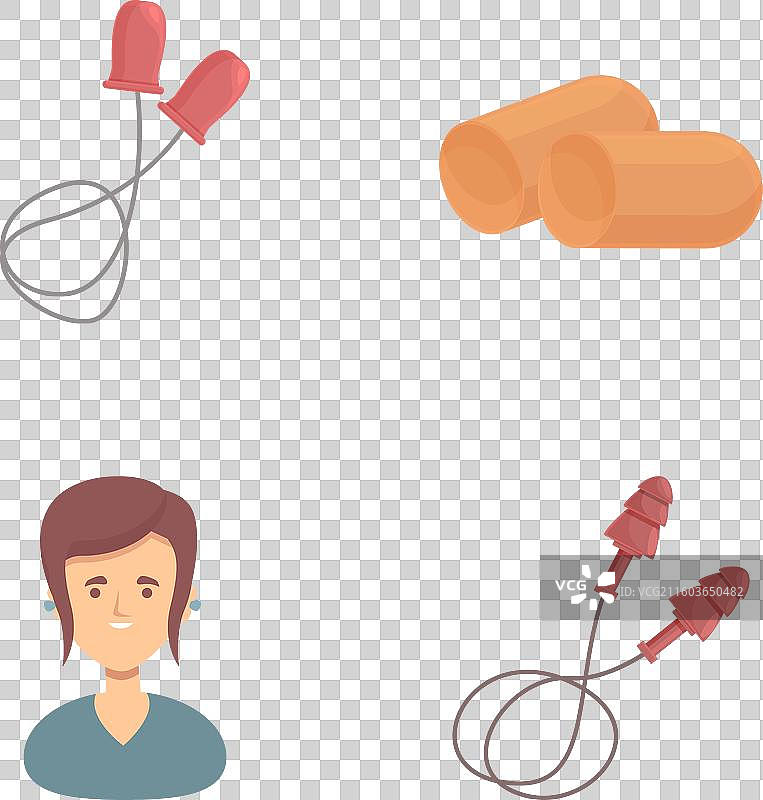 各种耳塞图标集卡通女性图片素材