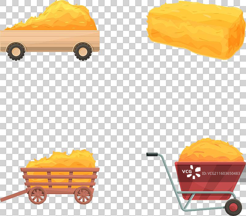 干草图标集 卡通草垛和草堆图片素材