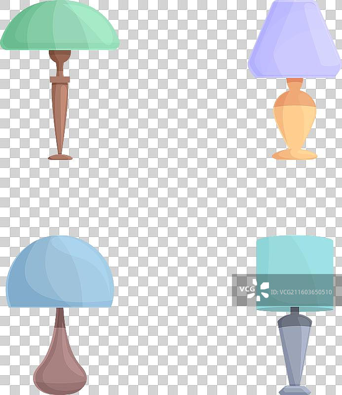 卡通台灯和落地灯图标集图片素材