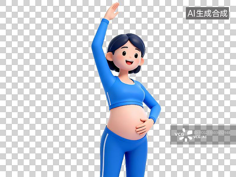 【AI数字艺术】母婴亲子主题 孕妇做伸展运动图片素材