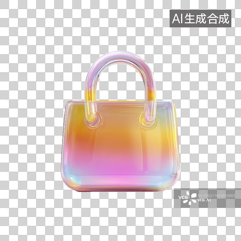 【AI数字艺术】玻璃购物袋3D图标图片素材
