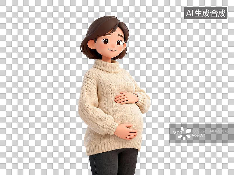 【AI数字艺术】母婴亲子主题 孕妇穿着毛衣抱着肚子图片素材