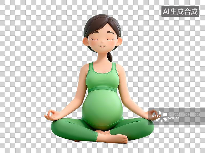 【AI数字艺术】母婴亲子主题 孕妇盘坐冥想图片素材