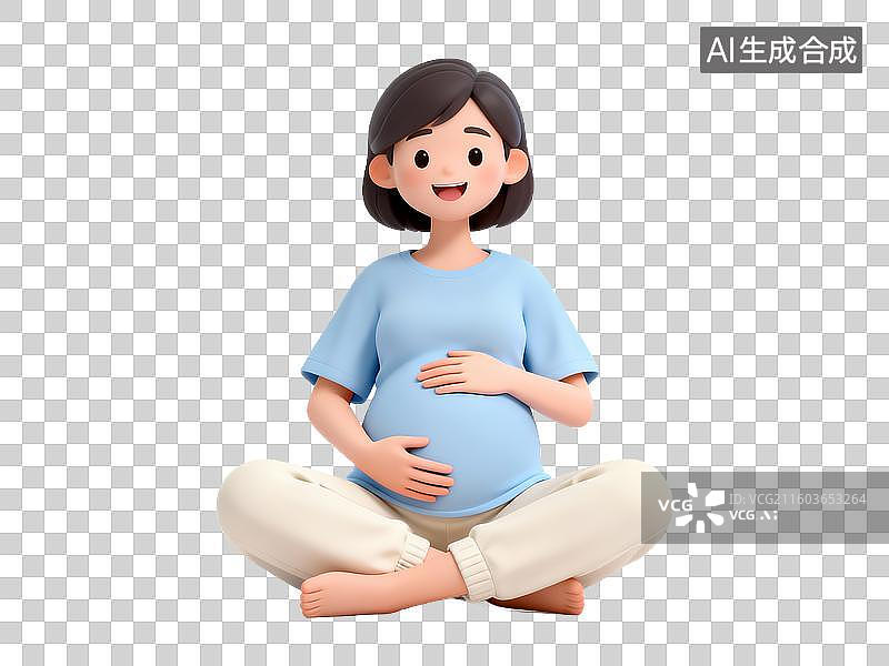 【AI数字艺术】母婴亲子主题 母婴亲自主题 孕妇盘坐怀抱腹部图片素材