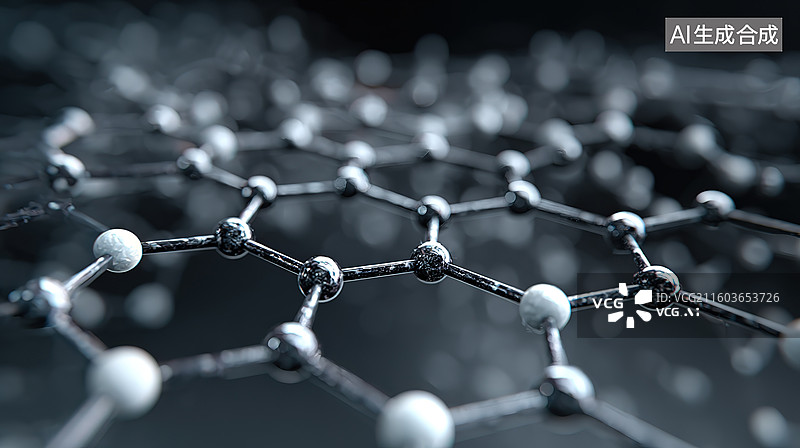 【AI数字艺术】碳原子六边形网格结构图片素材