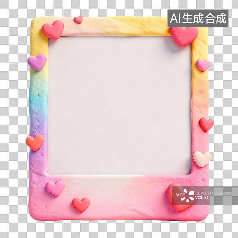 【AI数字艺术】3D卡通黏土风生日主题元素相框图片素材