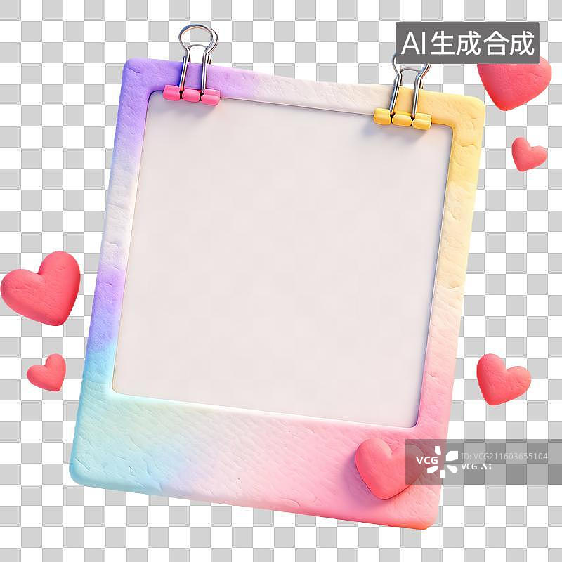 【AI数字艺术】3D卡通黏土风生日主题元素相框图片素材