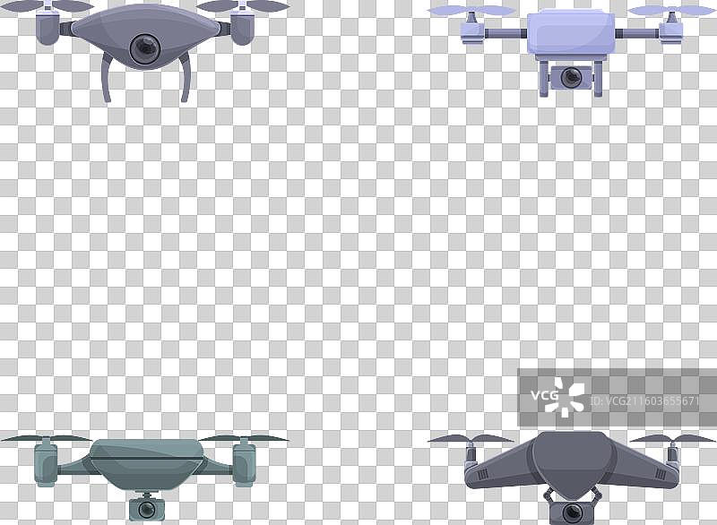 卡通风格的无人机图标集合，包含各种无人机图片素材