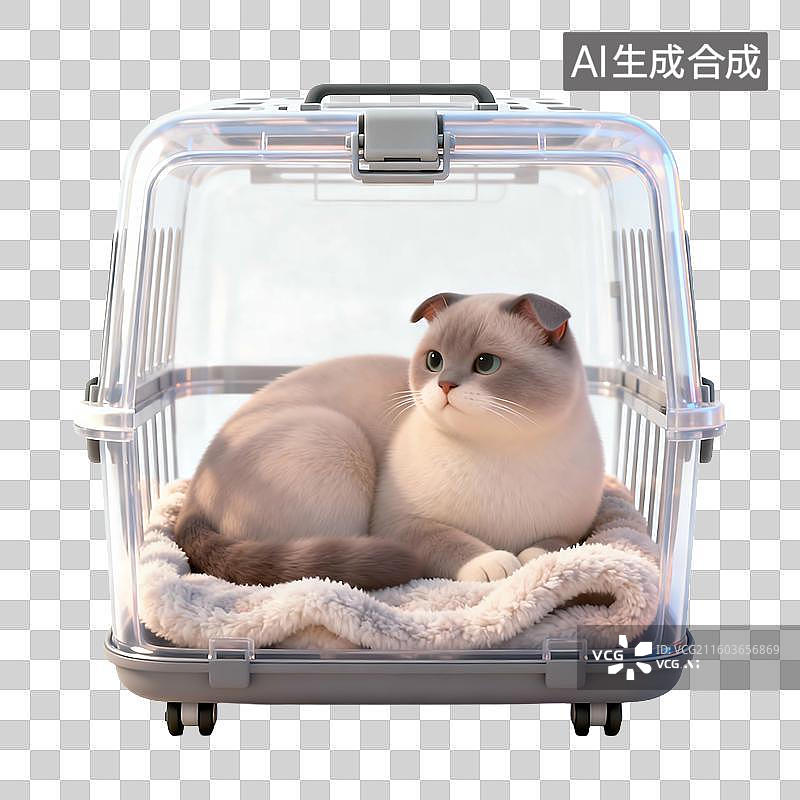 【AI数字艺术】3D可爱轻拟物风格宠物猫咪元素图片素材