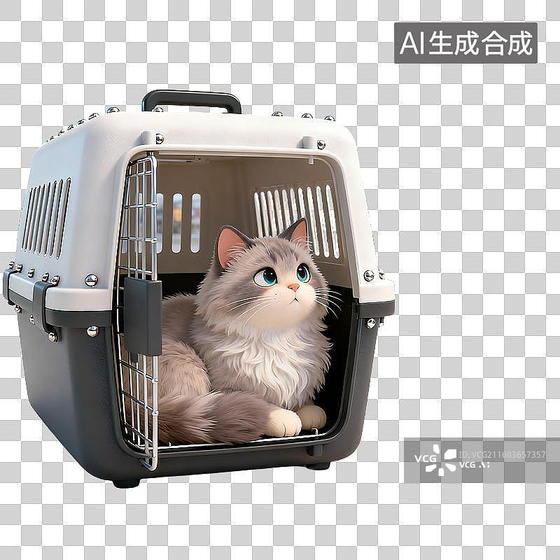 【AI数字艺术】3D可爱轻拟物风格宠物猫咪元素图片素材