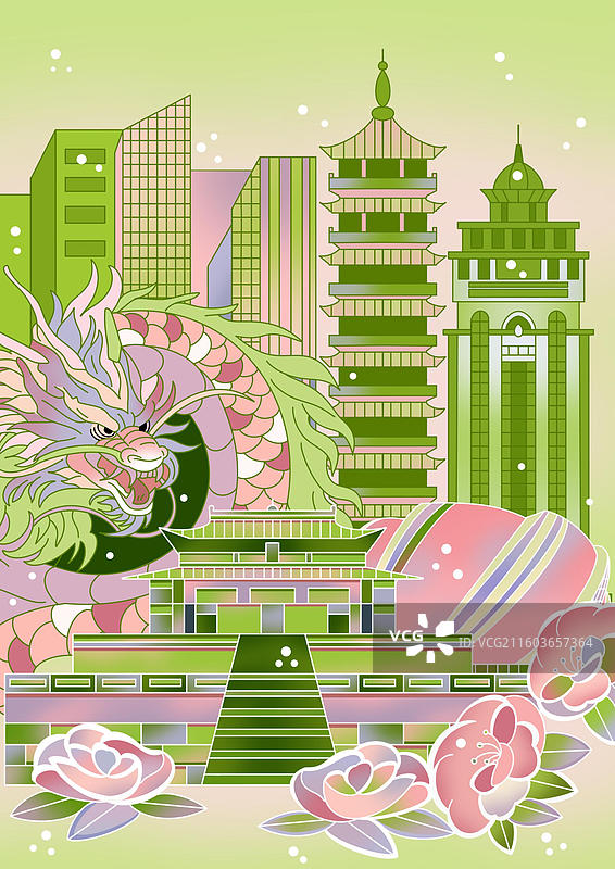 湖北插画设计图片素材