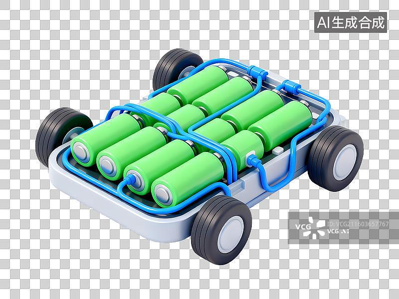 【AI数字艺术】能源环保 新能源主题 电池驱动的绿色小车模型图片素材