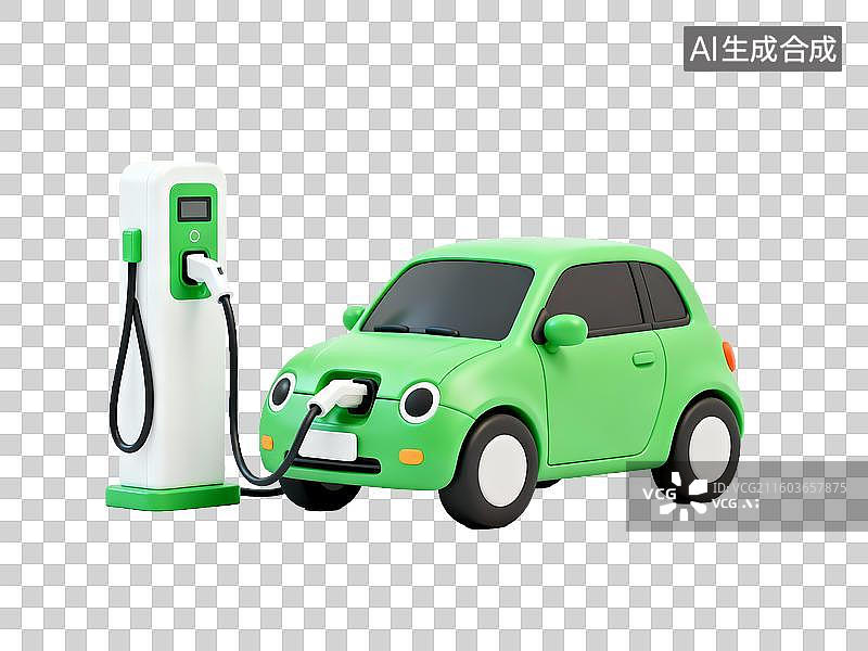 【AI数字艺术】能源环保 新能源主题 绿色电动汽车充电场景图片素材