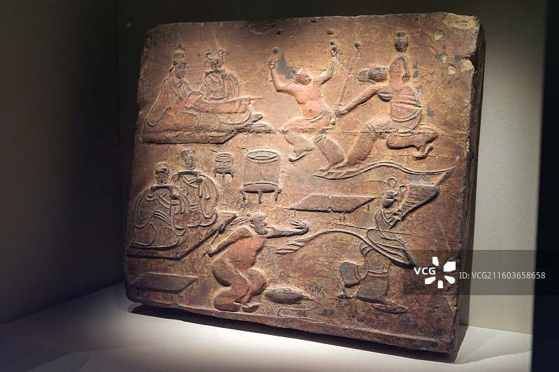观伎画像砖 东汉 1954年四川成都扬子山出土 中国国家博物馆“古代中国基本陈列”图片素材
